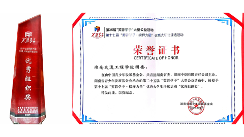 我校获湖南省第十七届“芙蓉学子·榜样力量”优秀大学生评选活动“优秀组织奖”