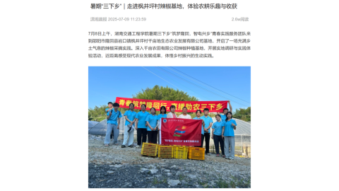 【潇湘晨报】暑期“三下乡”｜走进枫井坪村辣椒基地，体验农耕乐趣与收获